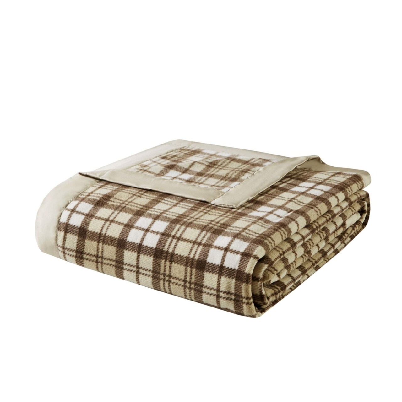 True North by Sleep Philosophy Premier Comfort Micro Fleece Blanket, Twin, Tan Plaid